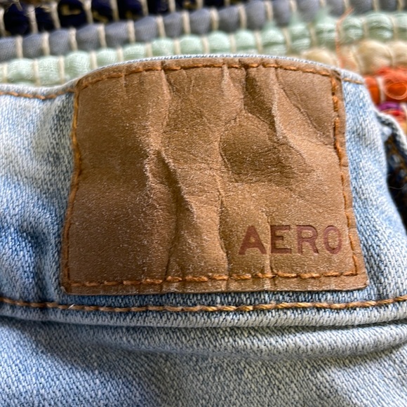 AERO Lt Blue Distressed MIDI Denim Shorts- #1813 - Picture 10 of 13